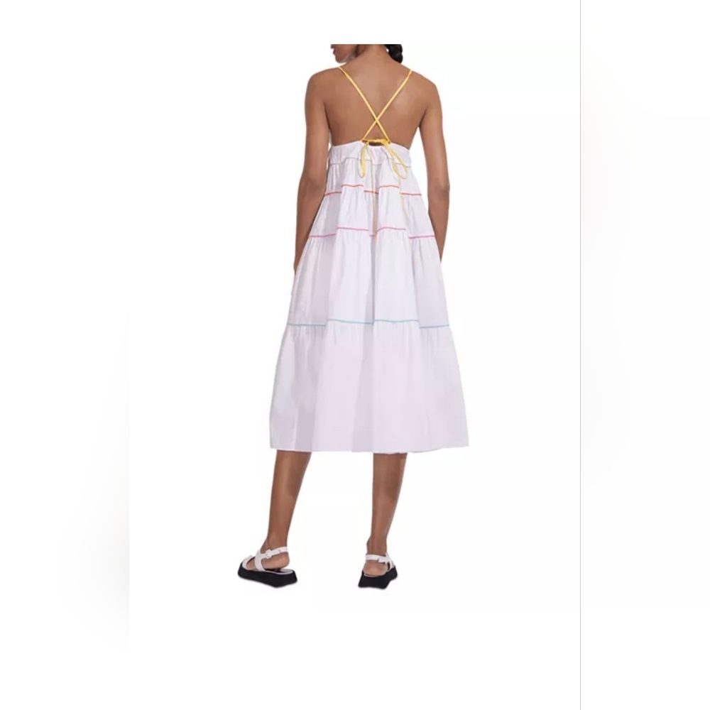 STAUD Cleo Colorblock Tiered Midi Dress Size S - Picture 2 of 9
